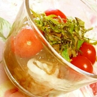 ダイエットにも❤もずくと紫蘇トマトの大根サラダ❤